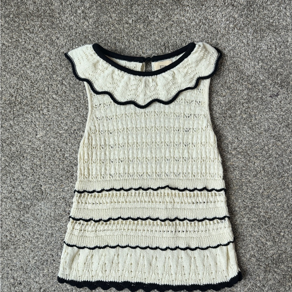Elie Tahari Cream Knit Shell with Black Trim